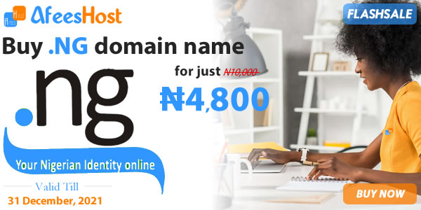 Buy your .NG domains today for just N4,800 only from AfeesHost