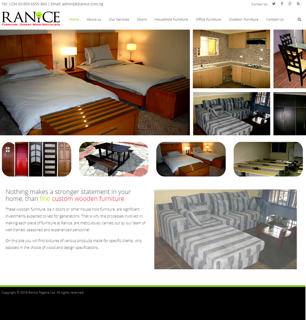 Ranice furniture website design by Afeeshost
