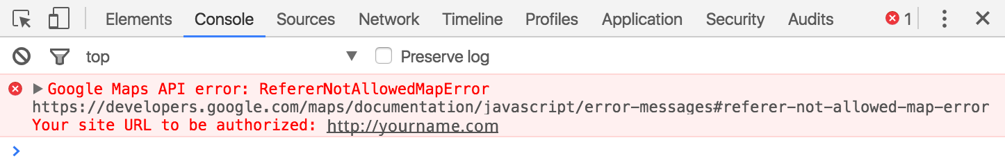 Google Maps Console Error